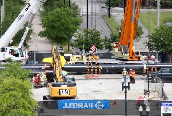 Birds-eye view of construction job site